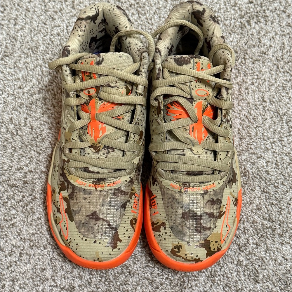 Puma Kids Camouflage Sneakers with Orange Highlights